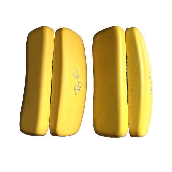 2 RAY BAN Yellow Hard Clamshell Sunglasses Eyeglasses Cases Only Empty Storage - Picture 8 of 8